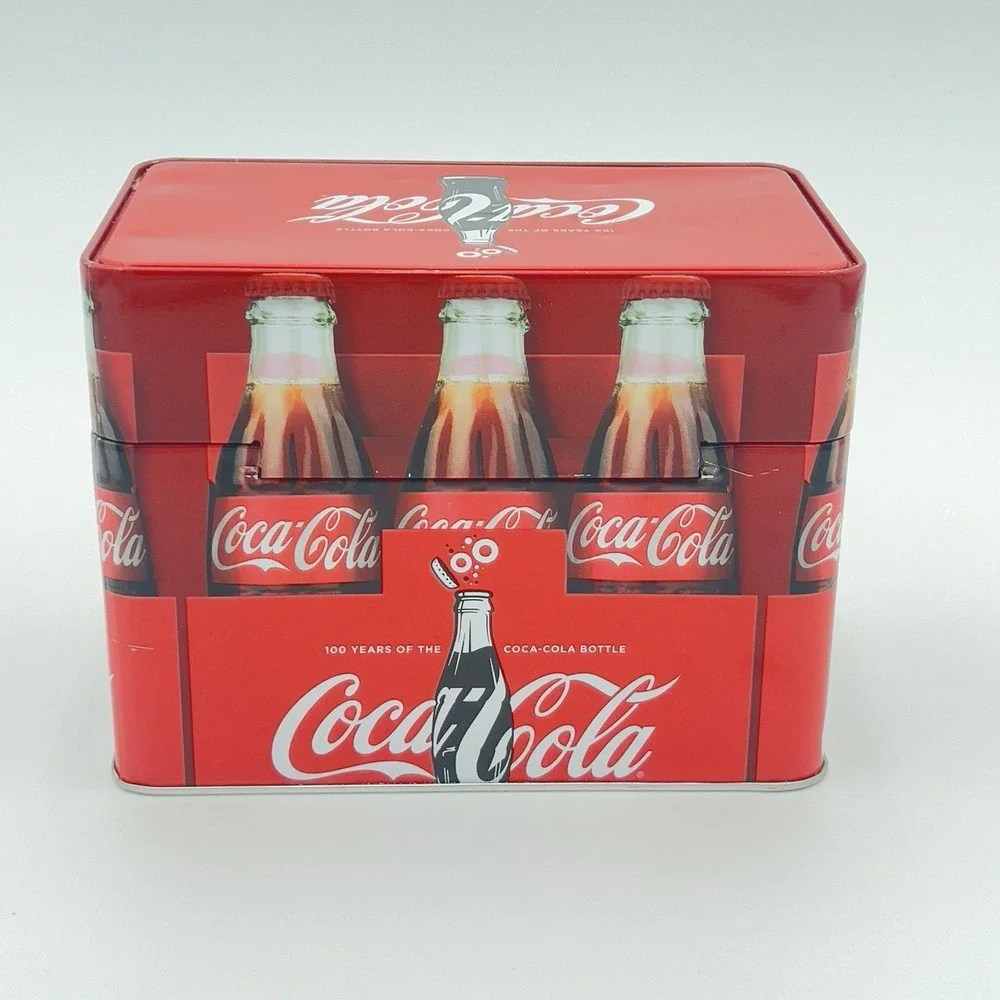 Coca-Cola 100 Years Contour Bottle Metal Tin Storage Box‎ 6-Pack Design